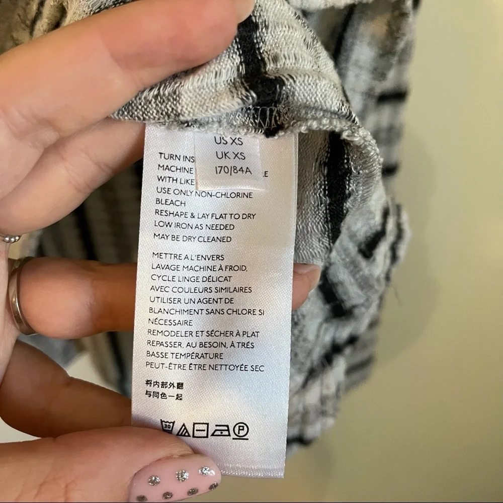 Anthropologie Grey Striped Cowl Neck Sweater Top - Picture 6 of 8
